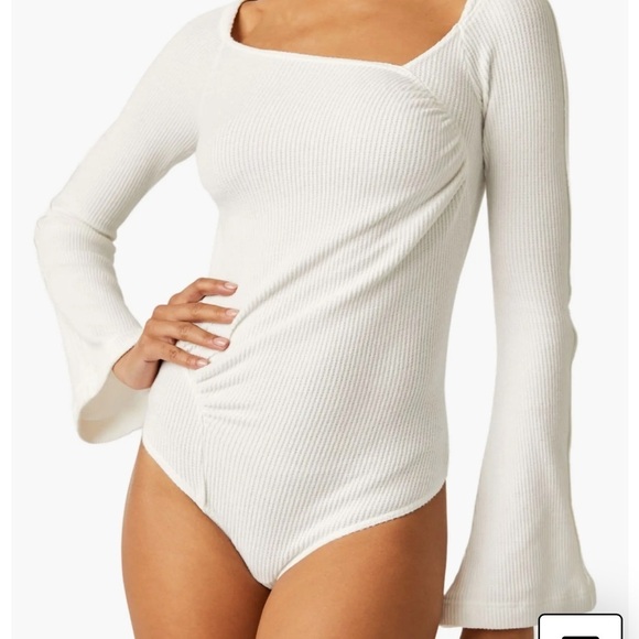 Free People BOHO On a Cloud White Bell Sleeve Bodysuit - Picture 2 of 7